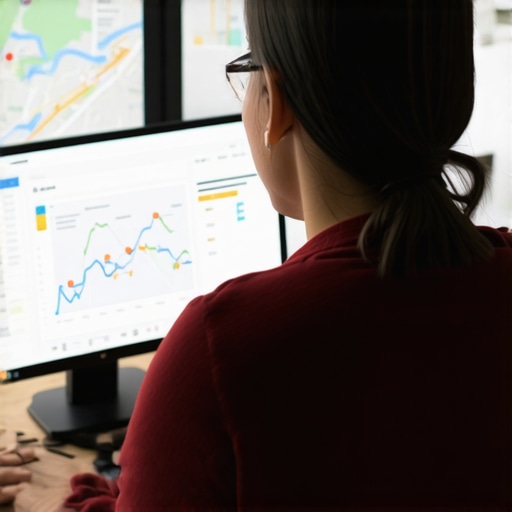 Person analyzing local SEO data and maps for advanced optimization strategies.