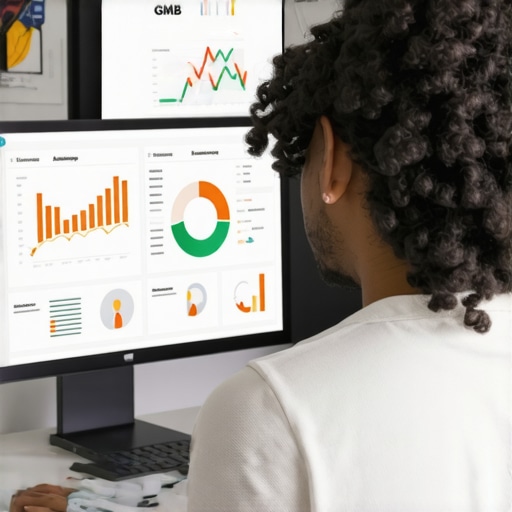 Digital marketer reviewing GMB audit reports on a computer