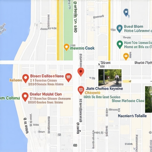 Google Maps listing with reviews, photos, and local keywords