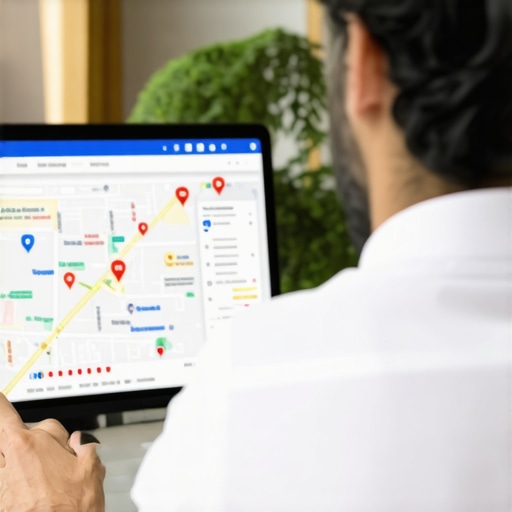 Business owner reviewing Maps audit results on a computer