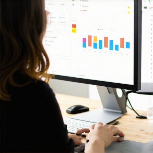 Person analyzing Google My Business performance metrics on a computer.