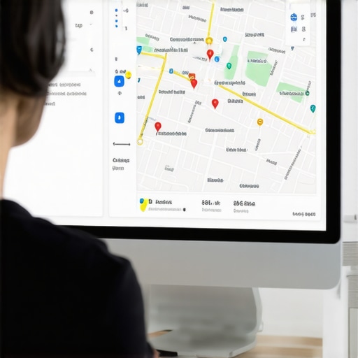 Person reviewing local map listings on a laptop