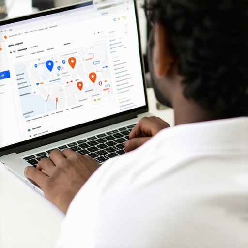 Person studying Google Maps and SEO analytics on a laptop for GMB optimization