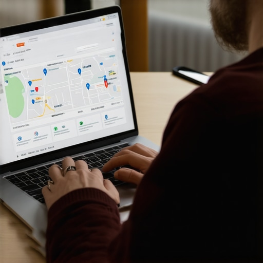 Person examining Google Maps audit results on a laptop screen