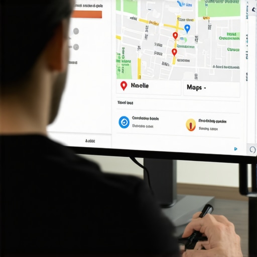 Digital marketer reviewing Google Maps audit data on a desktop