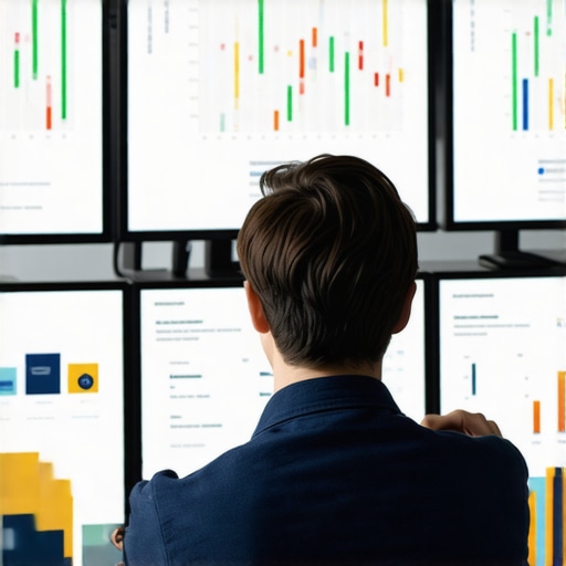Digital marketer reviewing local SEO analytics and map audit reports on multiple monitors.