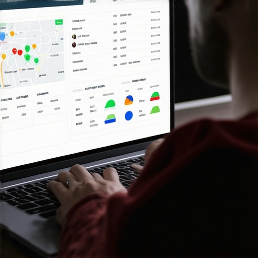 A person analyzing local SEO maps audit and optimization dashboard on a laptop