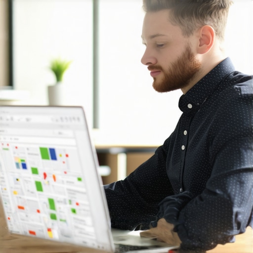 Business owner analyzing local SEO metrics on laptop