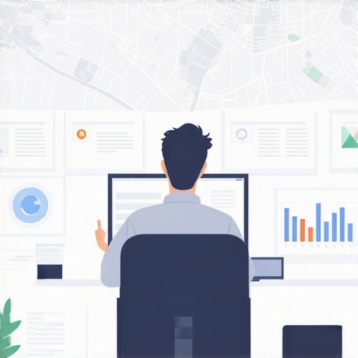 Person analyzing local business listings on digital maps with SEO tools