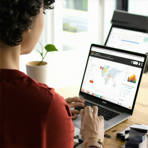 Person analyzing maps and local SEO data on a computer for long-term GMB ranking success