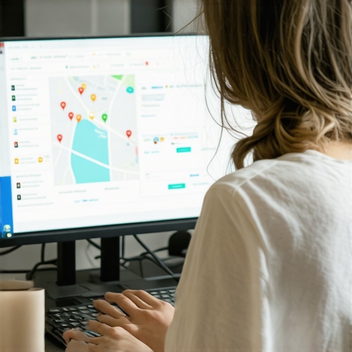 Person reviewing business listings and audit reports on computer