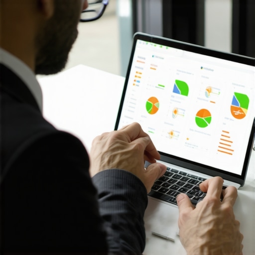 Business owner analyzing local SEO data on a laptop