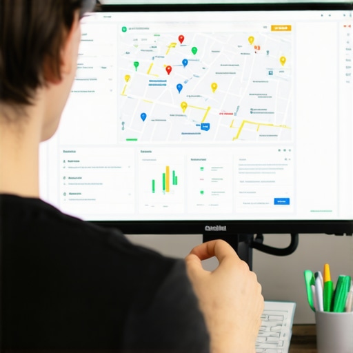 Person reviewing maps audit results on computer for local SEO improvement.