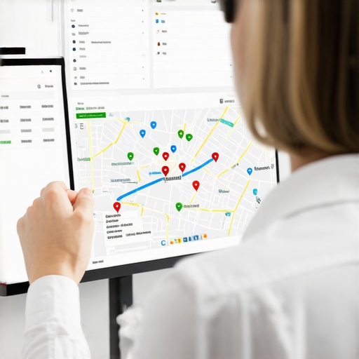 Person analyzing local business listings on a computer for SEO health check.
