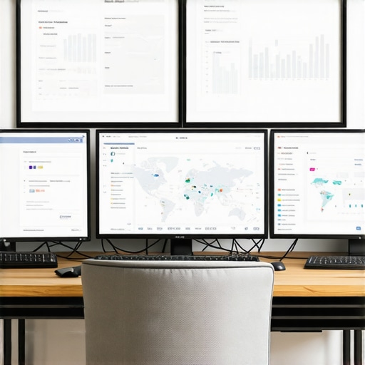 Strategic Map Management Workspace A professional working with SEO analytics screens