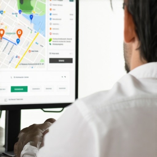 Marketer reviewing Google My Business profiles on a computer