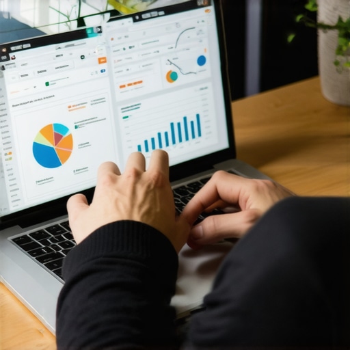 Person analyzing Google My Business audit data on laptop screen