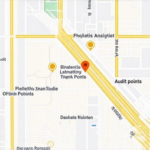 Illustration of a digital map with audit points highlighted, representing local SEO optimization.