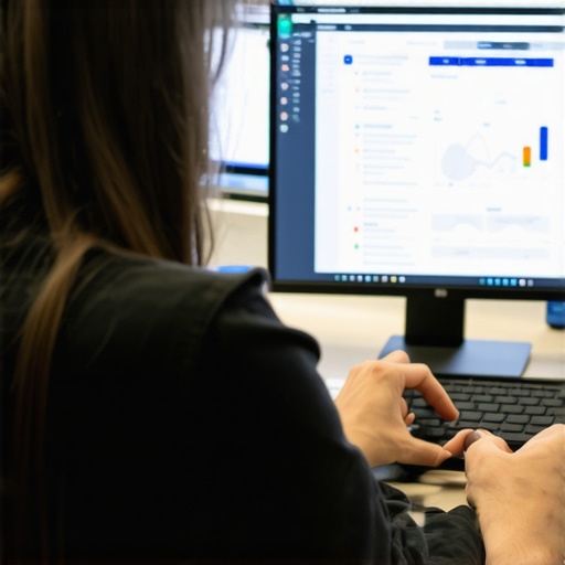 Person analyzing Google My Business profile with audit tools