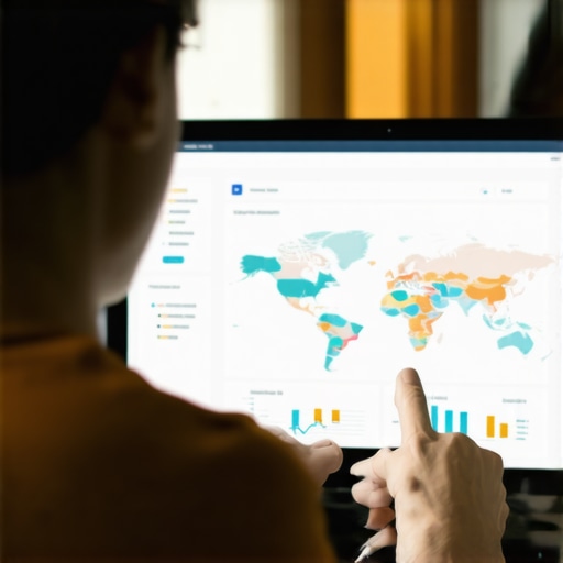 Person analyzing local SEO metrics on a laptop showing maps and graphs