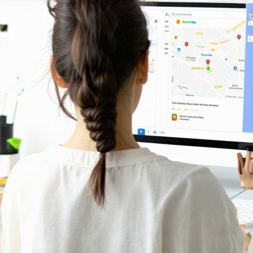 A person reviewing GMB profile analytics and maps audit tools to enhance local SEO.